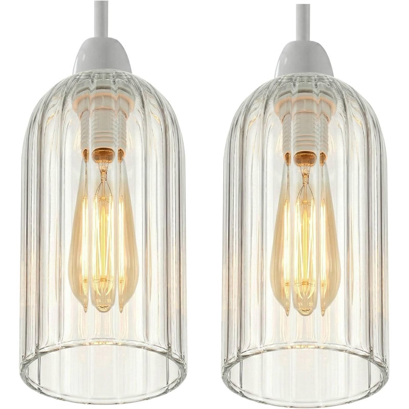 20cm H Glass Drum Lamp Shade, Clear