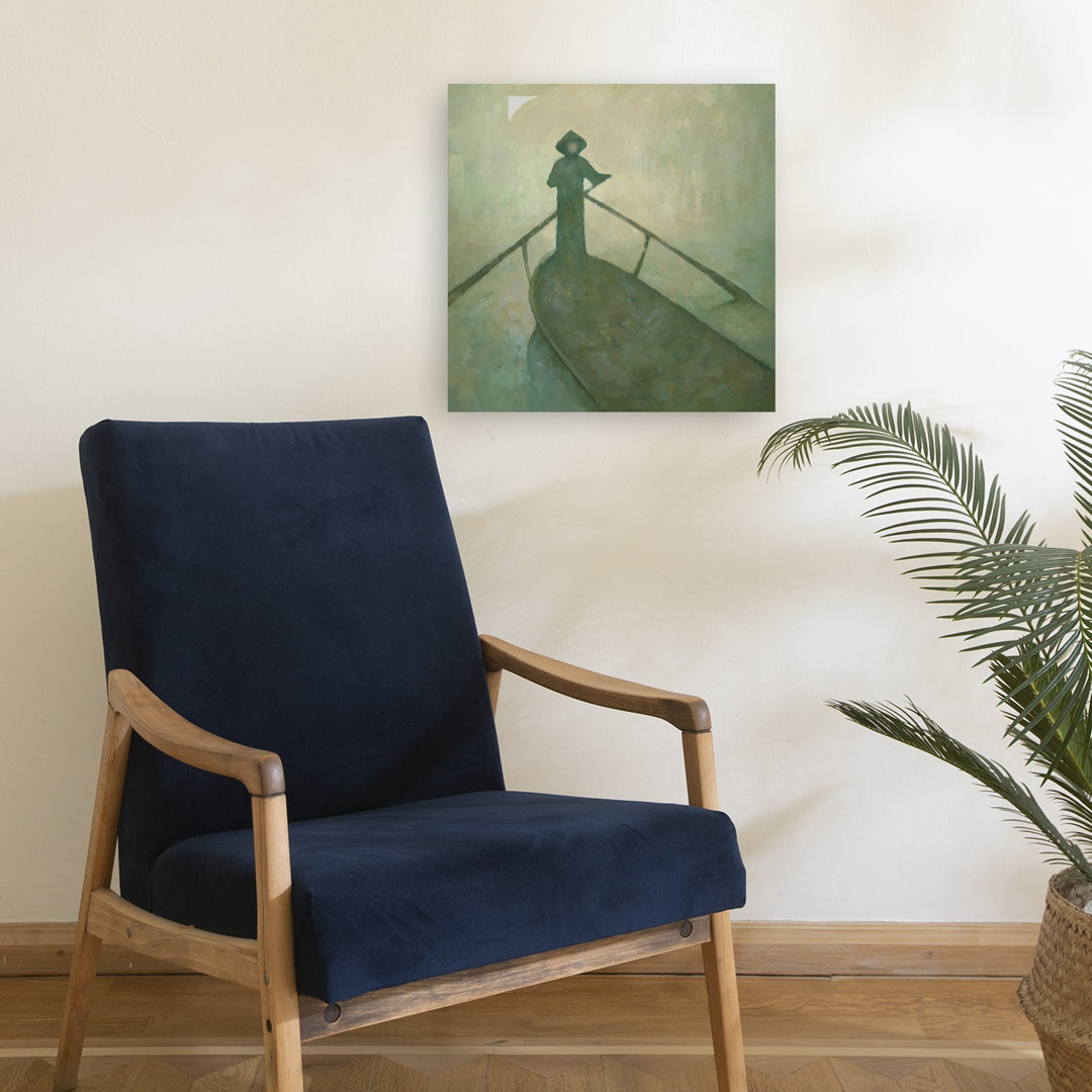 Misty Boat Journey Peaceful Serene Tranquil Wall Art Print