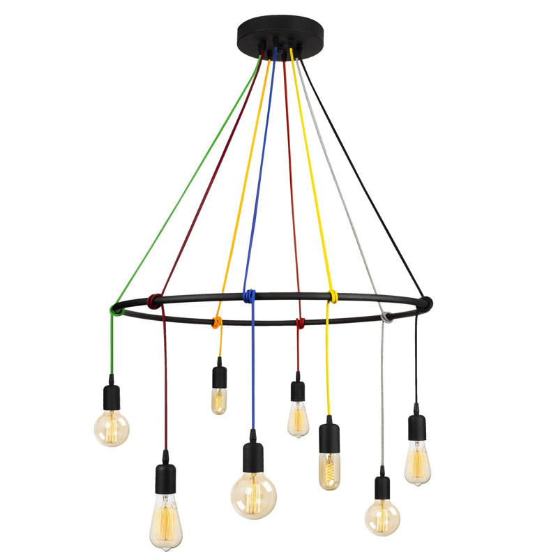 Luminaire suspendu à 8 lumières Hern, Noir / jaune / vert