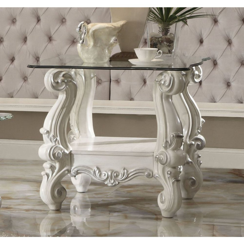 Table de bout avec rangement Nekoma, Blanc os