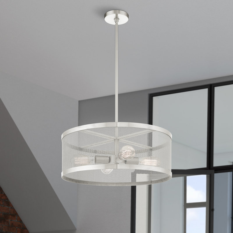 Emilia 4 - Light Dimmable Drum Chandelier, Brushed Nickel