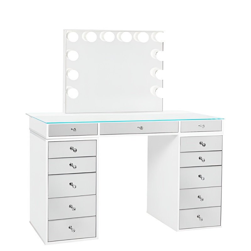 Ensemble de table de maquillage en miroir Slaystation Plus 2.0, ensemble de 5 tiroirs avec miroir de coiffeuse