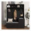Portemanteau élégant avec solutions de confort et de rangement, armoire à chaussures fonctionnelle avec banc et coussin, portemanteau moderne avec crochets pour les entrées, noir-1283036992