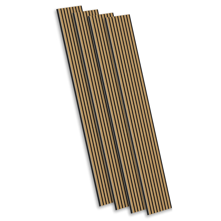 4 PCS (106" x 12.6" Each) 3D Acoustic Slat Wall Panel,Wall and ceiling decorative panels (Set of 4/37.12sq. ft)