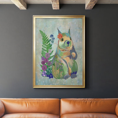 «Fantastic Florals Squirrel», reproduction encadrée de qualité supérieure - prête à être accrochée