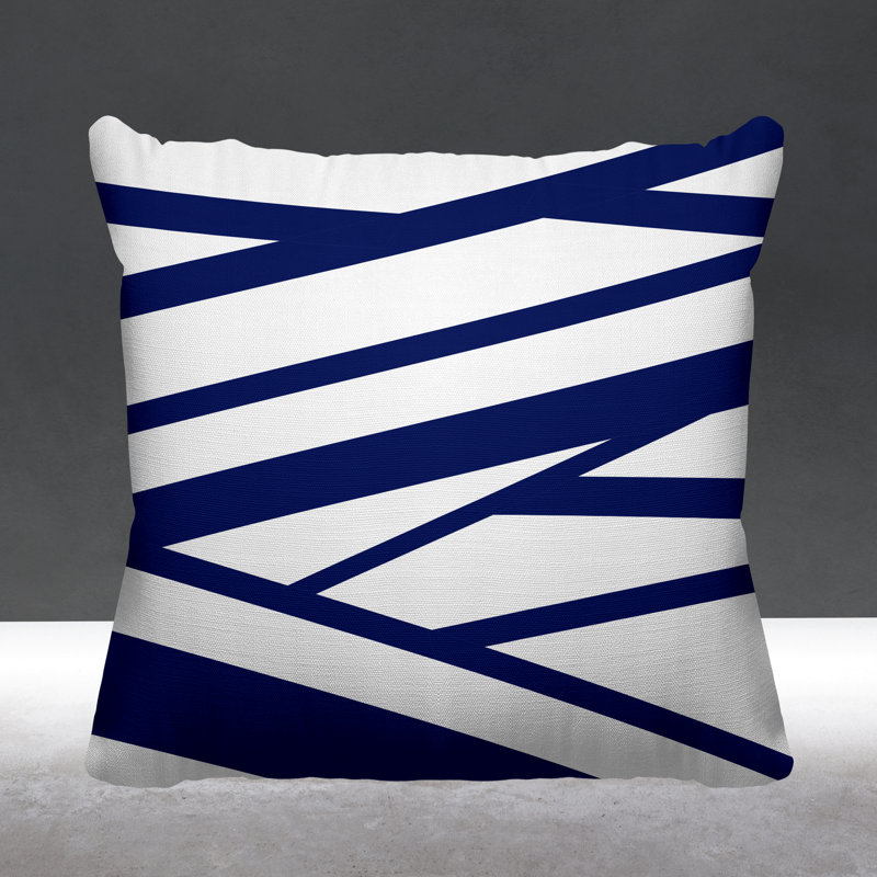 Coussin décoratif intérieur / extérieur Risley Minimalist, Bleu marine, H 19 po x l 19 po, Carré