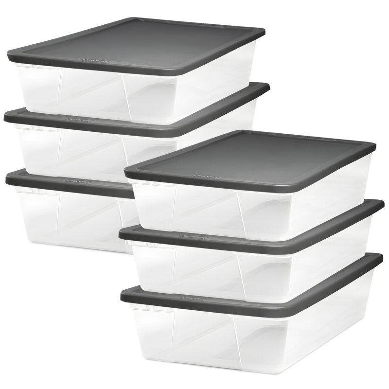 Homz 41 Quart Stackable Plastic Storage Containers with Latching Lid (6 Pack)