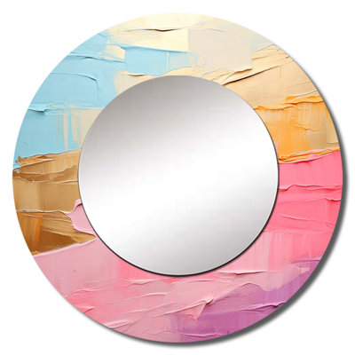 Minimalism Chasing Rainbows I - Rainbow Decorative Wall Mirror, Traditional Large Round Mirror, Printed Metal Art