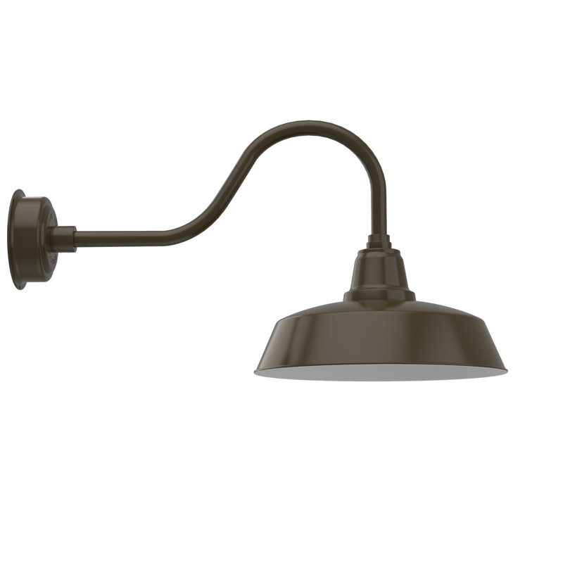 Luminaire de grange d'extérieur à DEL Vandervliet, H 16,88 po x l 16 po x P 31,75 po, Bronze acajou