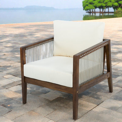 Chaises longues modernes de patio, chaise de corde de bois d'acacia pour la terrasse de patio
