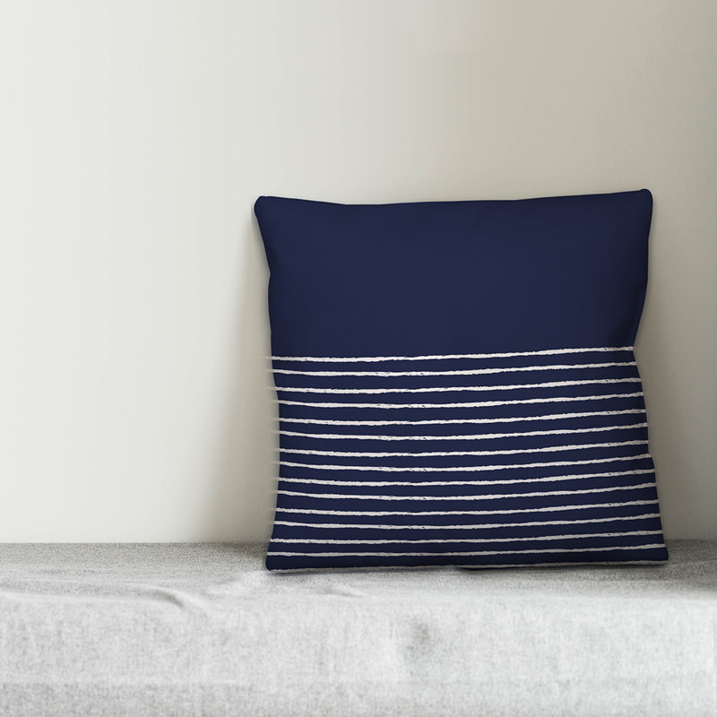 Adlin Square Pilliow Cover and Insert, 20" x 20", Navy, No Fill