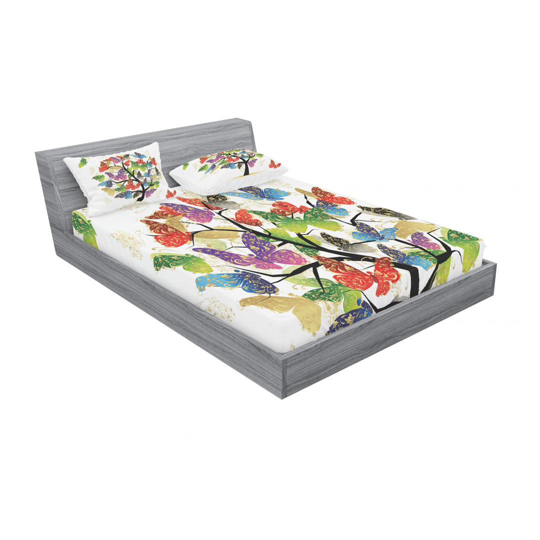 Microfiber Floral Sheet Set Ambesonne 