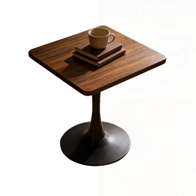 Square Dining Table, Tulip Table With Thickened Edge Decor Tabletop & Metal Pedestal, Mid Century Modern Bistro Table For Kitchen, Small Places, Living Room, Cafe