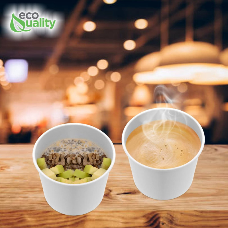 Ecoquality 12Oz Disposable White Paper Soup Containers - Paper Ice Cream Cups, Dessert Bowls For Cold, And Frozen Yogurt Cups (50)