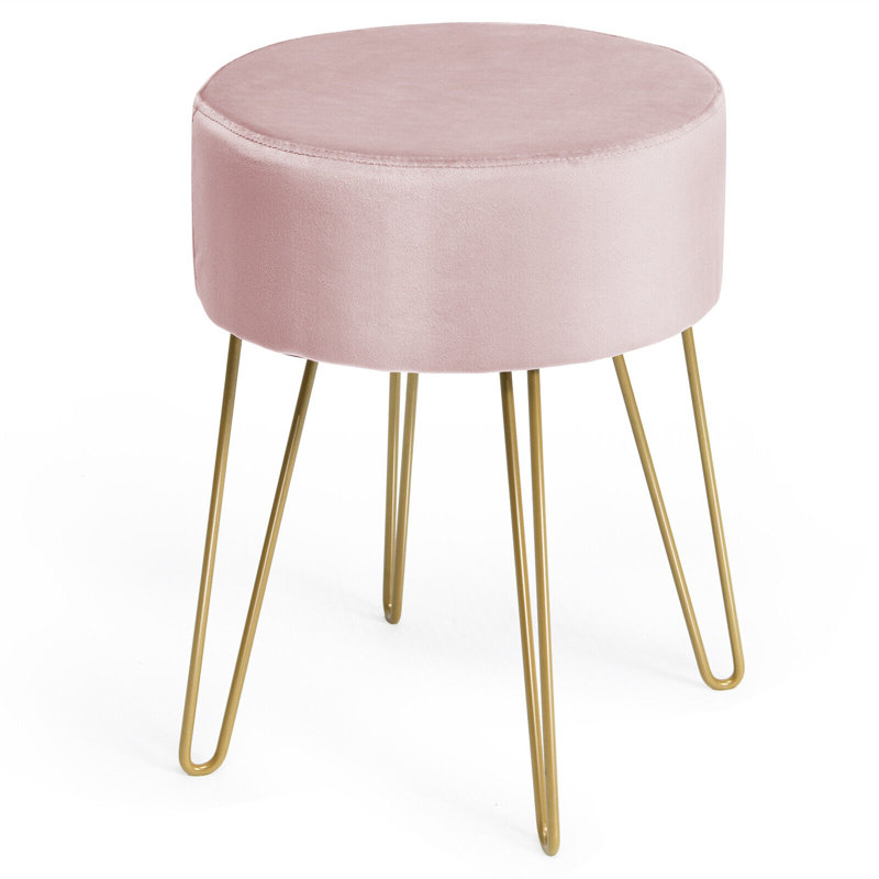 Alburga 41 cm W Velvet Footstool, Pink