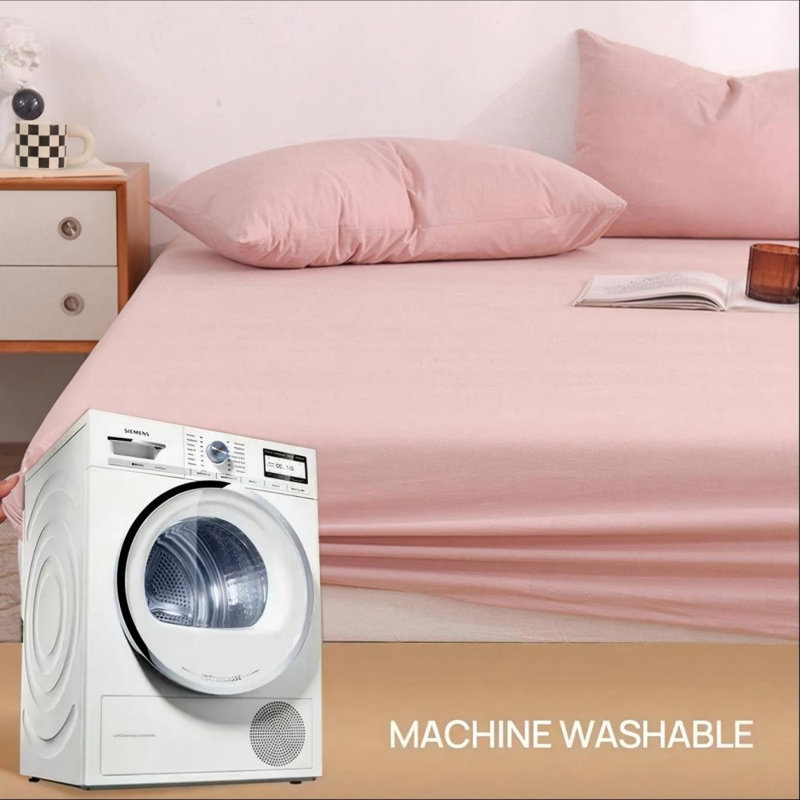 Ensemble de draps-housse 3 pièces doux pour la chambre et la chambre d'amis, Rose