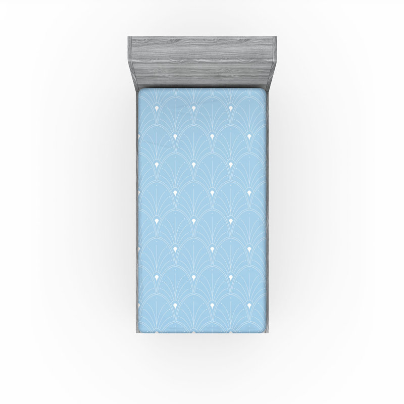  Drap-housse géométrique, Drap-housse simple TG, Pale Blue/White