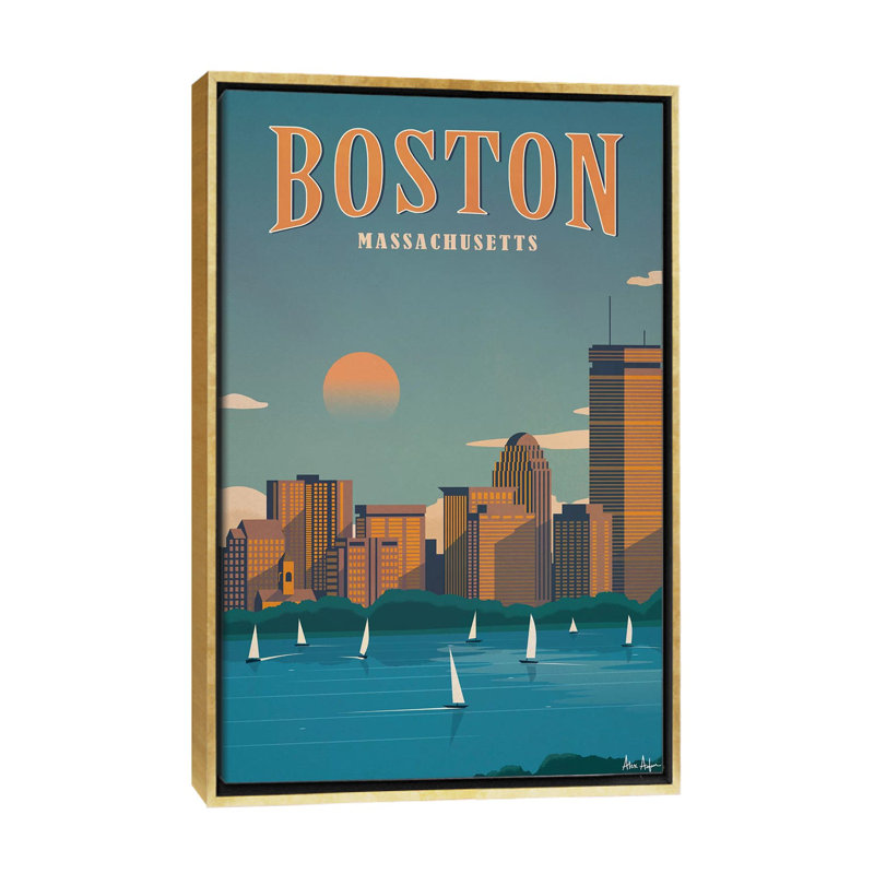 «Boston» par IdeaStorm Studios - reproduction d'art graphique à cadre flottant, H 60 po x l 40po x P 1,5 po