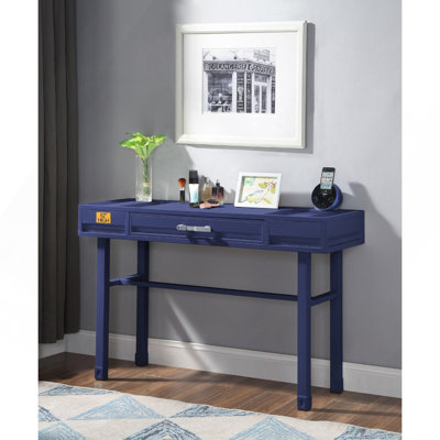 Bureau de meuble-lavabo en métal avec un tiroir, bleu