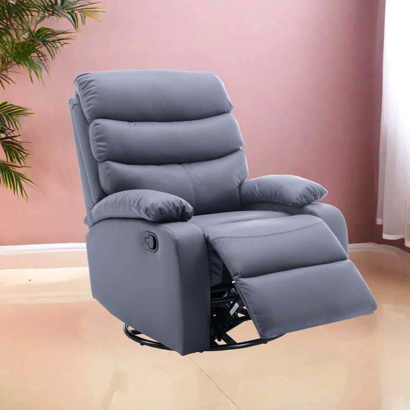 Aabid Portuondo Faux Leather Recliner, Dark Gray