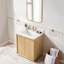 30 po. Clairence Meuble-lavabo autoportant à simple cuve en chêne clair avec plateau en quartz de Carrare-289185529