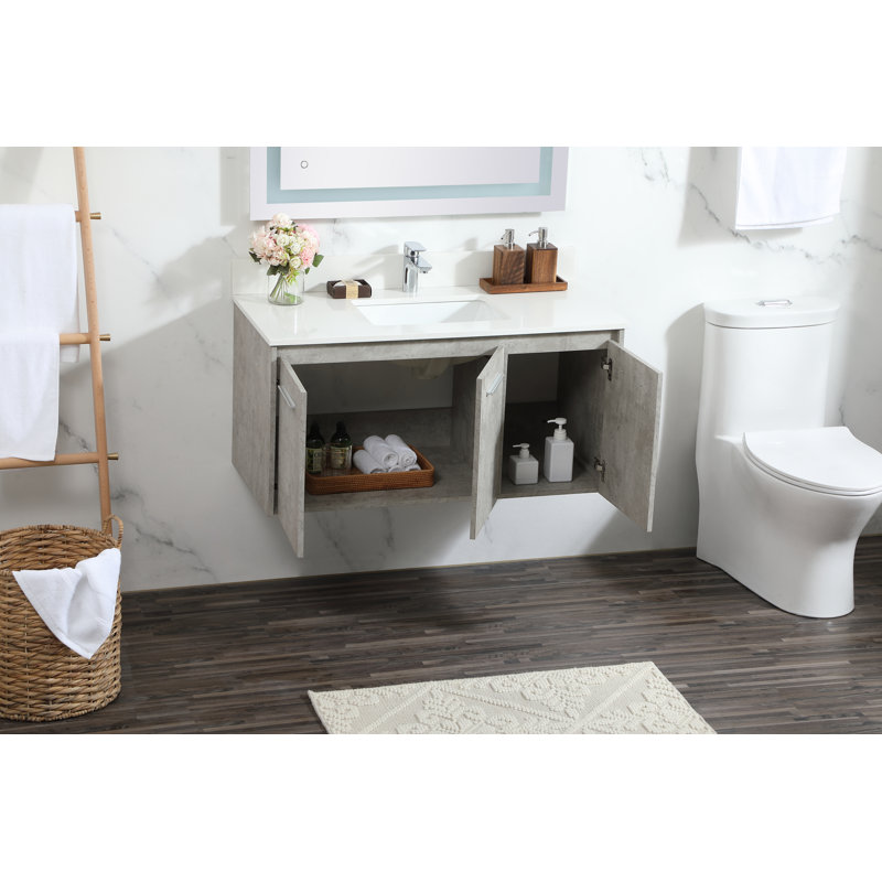 Ensemble de meuble-lavabo mural simple 40 "Penn, Gris béton