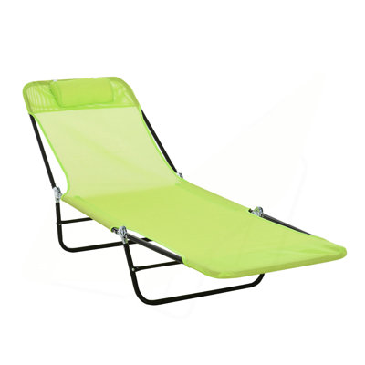Outsunny Folding Chaise Lounge Chairs, Pool Sun Tanning Chairs, Outdoor Lounge Chairs With Reclining Back, Breathable Mesh Seat, Headrest For Beach, Yard, Patio