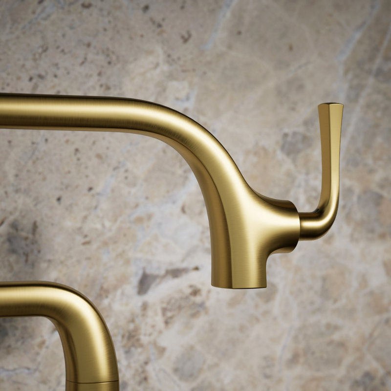 Graze Deck-Mount Pot Filler Faucet, Vibrant Brushed Moderne Brass