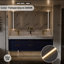 Meuble-lavabo mural de 60 po avec armoire en bois massif Melora, comptoir en pierre naturelle, tiroirs à fermeture en douceur et éclairage de designer DEL Melora-1251430807