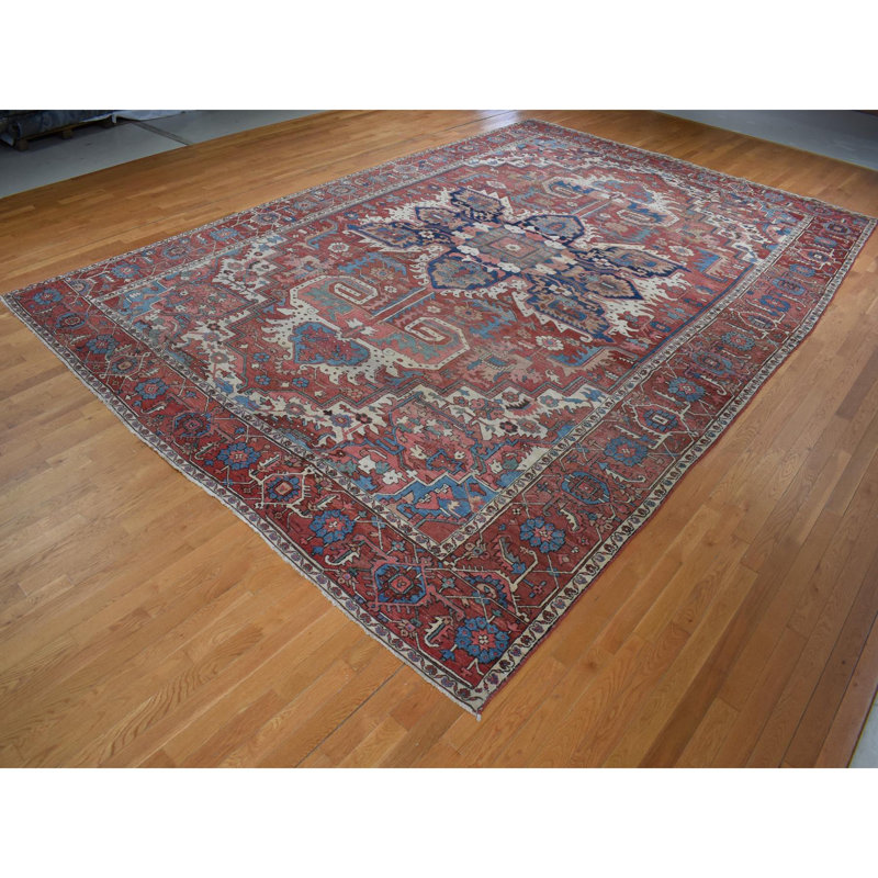 One-of-a-Kind 12'3" X 18'6" 1900s Wool Area Rug Red