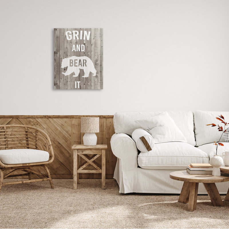 «Grin and Bear It», reproduction de jeu de mots - Impression, H 30 po x l 24 po x P 1,5 po, Toile tendue