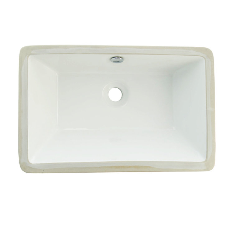 Castillo Ceramic Rectangular Undermount Bathroom Sink with Overflow
