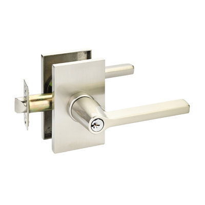Helios Flat Keyed (Entry) Door Lever with Rectangle Rosette