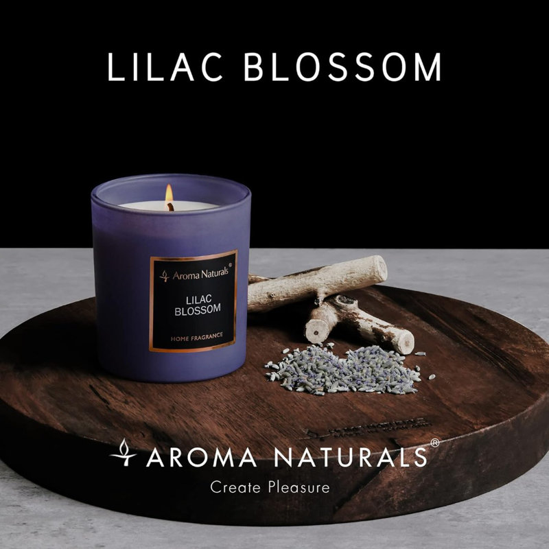 Lilac Blossom Scented Jar Candle with Glass Holder