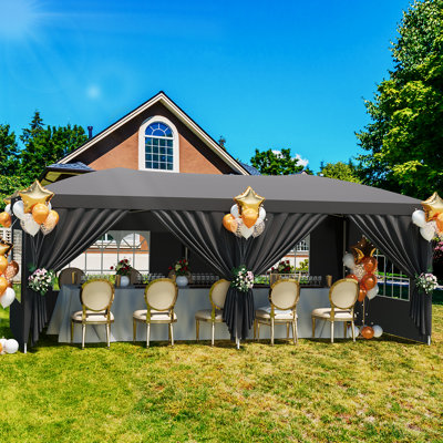 10' x 20' Pop-Up Canopy Tent with Sidewalls, Heavy-Duty Easy Up Canopy, 3 Adjustable Heights, Includes Stakes & Ropes for Outdoor Events, Parties
