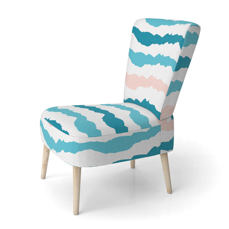 Blue Horizontal Striped - Upholstered Patterned Accent Side Chair