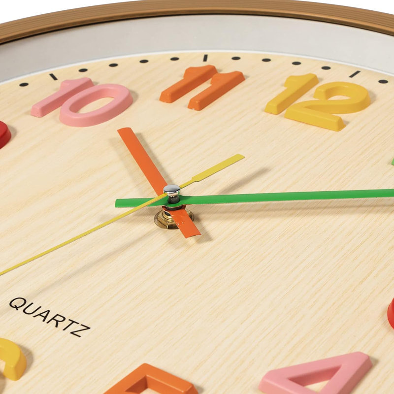 Horloge murale silencieuse pour enfants sans pile avec horloge colorée pour enfants