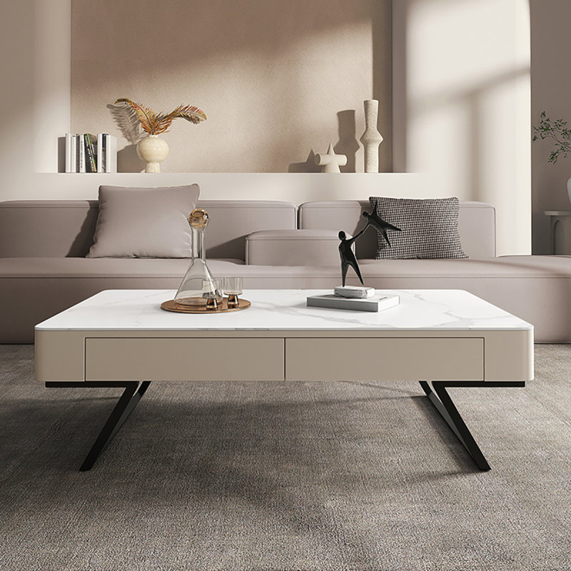 Table de bout simple simple, Beige/noir