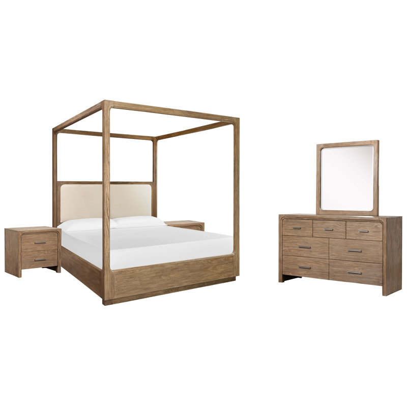 Grand lit tapissier avec commode Hien, Grand