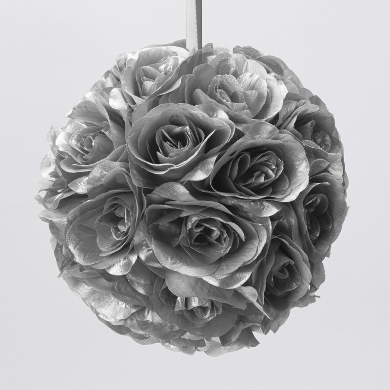 Boule de fleurs de pomander, Argent, H 10 po x l 10 po x P 10 po