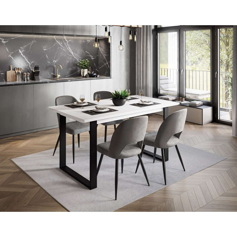 Akshita Rectangular Dining Table, Black, Grey/Brown/Blue