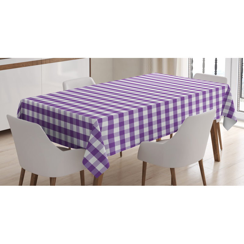 Checkered Dining Room Kitchen Tablecloth, 70" L x 52" W, Purple