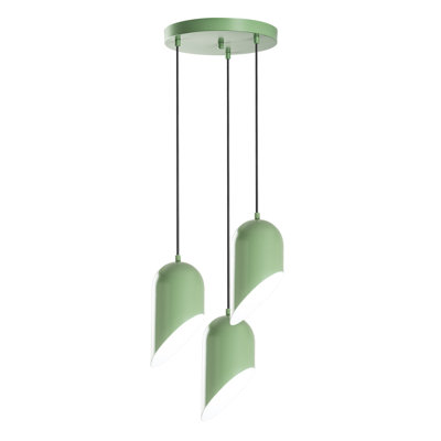 Lustre élégant en forme de menthe, hauteur réglable de 29,5 à 47,6 pouces, structure en métal, diamètre de 15,7 pouces | 3 x douilles E27 pour ampoules de 40 W maximum (non incluses) | Luminaire élégant pour décoration intérieure moderne, classé IP20