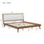 Lit plateforme Renwick King style Mid-Century en bois massif avec tête de lit bouclée et pieds fuselés-135444851-135444853