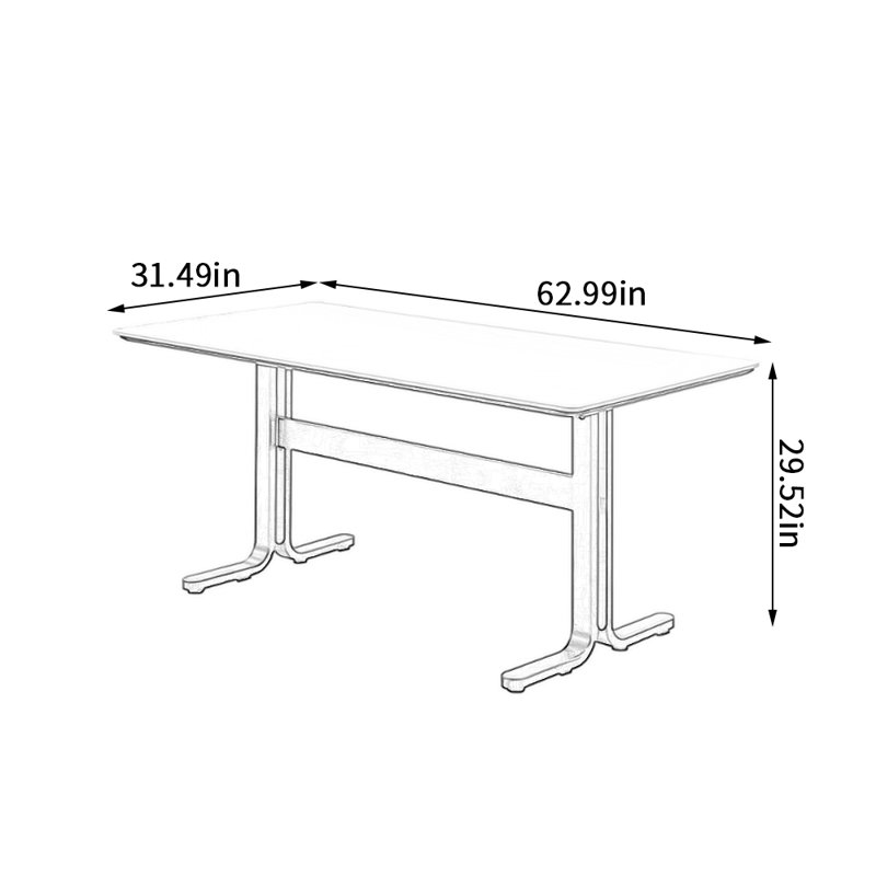 Table rectangulaire Modern, H 29,52 po x L 62,99 po x l 31,49 po, Brun