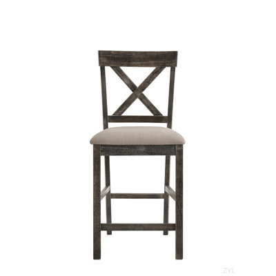 II Tan Linen & Weathered Gray Finish Counter Height Chair (Set Of 2)