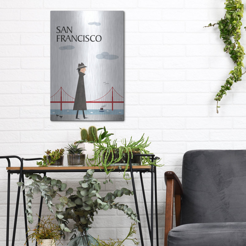 «San Francisco» par Tomas Design, art mural en métal, H 16 po x l 12 po