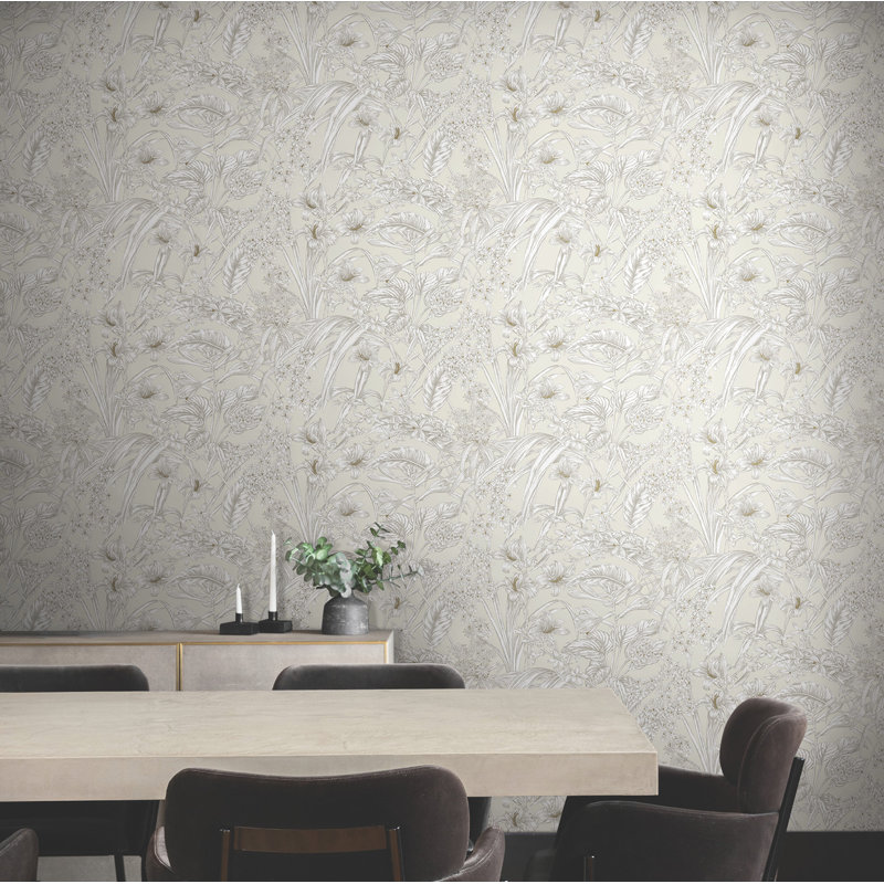 Conservatory Toile Vinyl Wallpaper Double Roll, Beige & Taupe