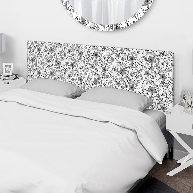 Tête de lit tapissier Irmiya, Grand, Floral gris 2