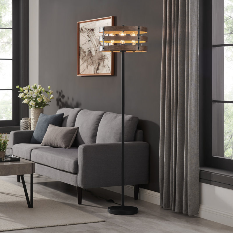 Belle 67'' Traditional Floor Lamp, Dark Brown, Brown